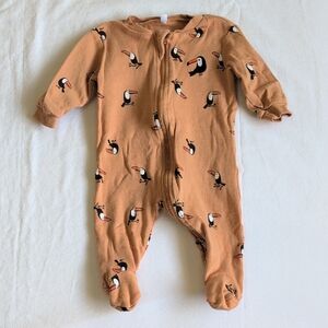 pekkle organic cotton 2-way zipper bird footie sleeper pajamas 3 months baby